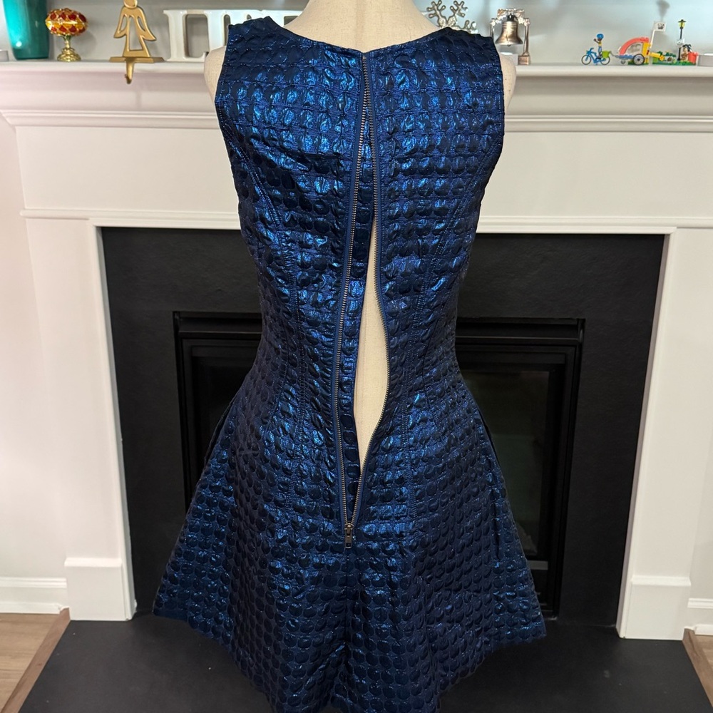 Betsey Johnson Metallic Blue Fit & Flare Dress (Size 4) - Picture 7 of 10